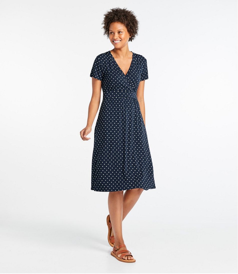 L.L.Bean On Sale | Women's Summer Knit Dress, Short-Sleeve Print
