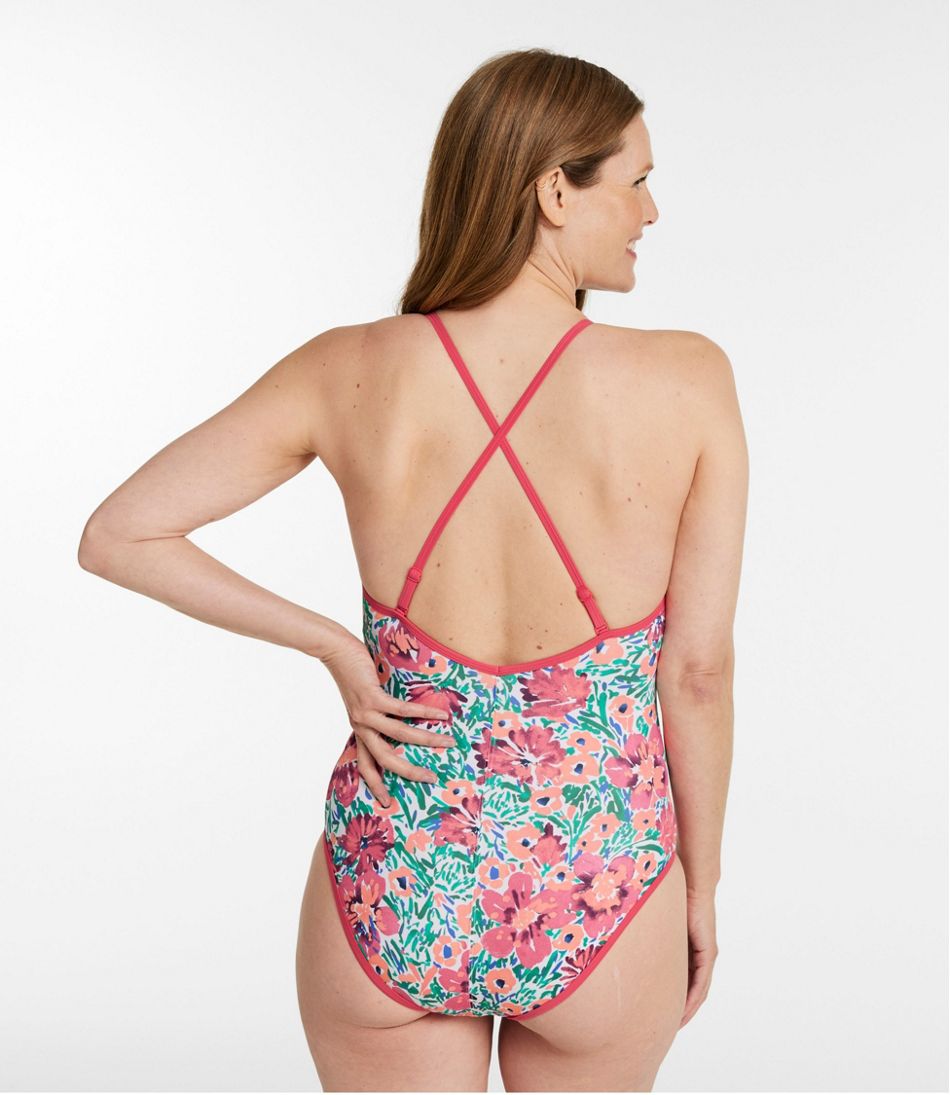 L.L.Bean New | Women's Coastal Essentials Swimwear, V-Neck Tanksuit Print