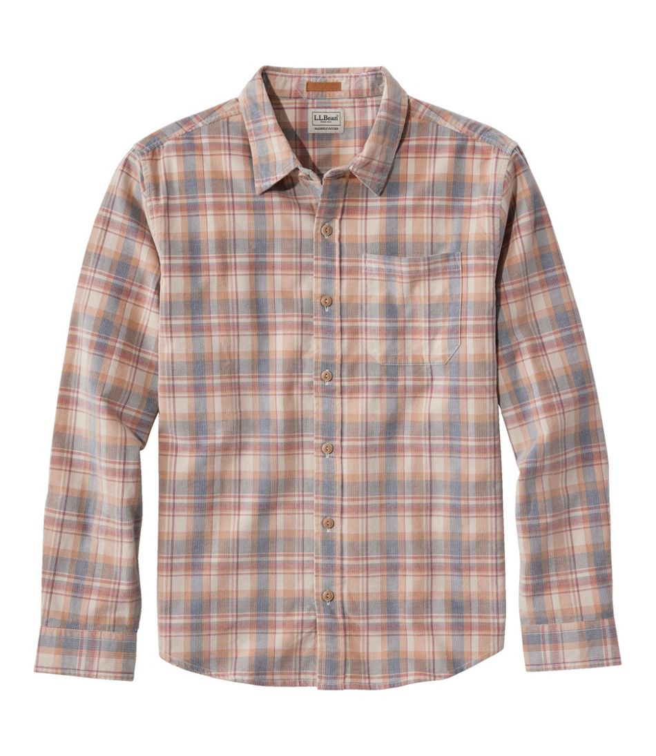 L.L.Bean For Sale | Men's Sunwashed Corduroy Shirt, Slightly Fitted Untucked Fit, Plaid