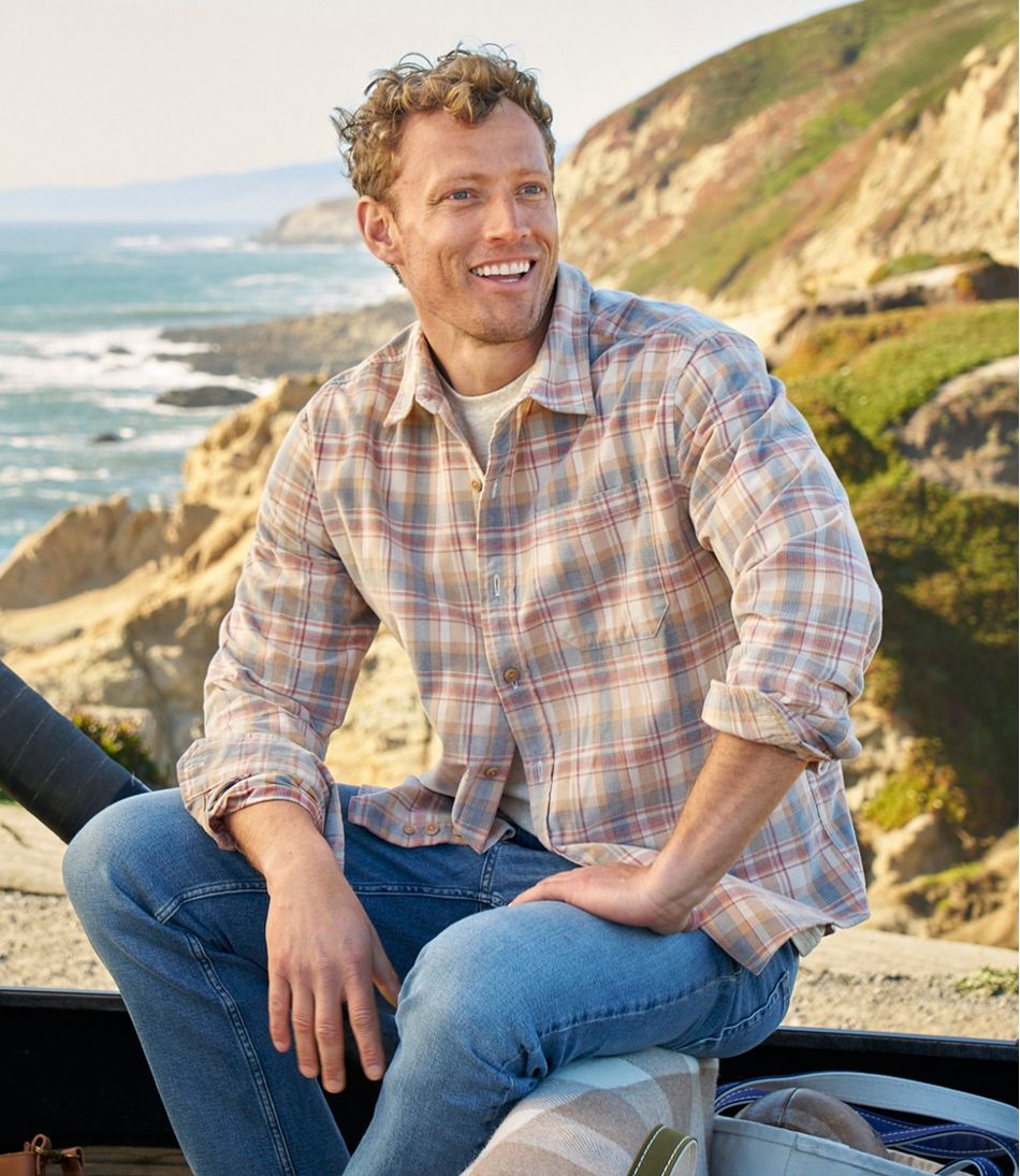 L.L.Bean For Sale | Men's Sunwashed Corduroy Shirt, Slightly Fitted Untucked Fit, Plaid