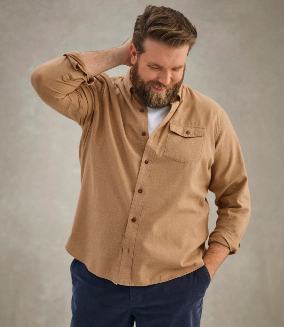L.L.Bean Discount | Men's Brushed Jaspé Twill Shirt, Traditional Untucked Fit