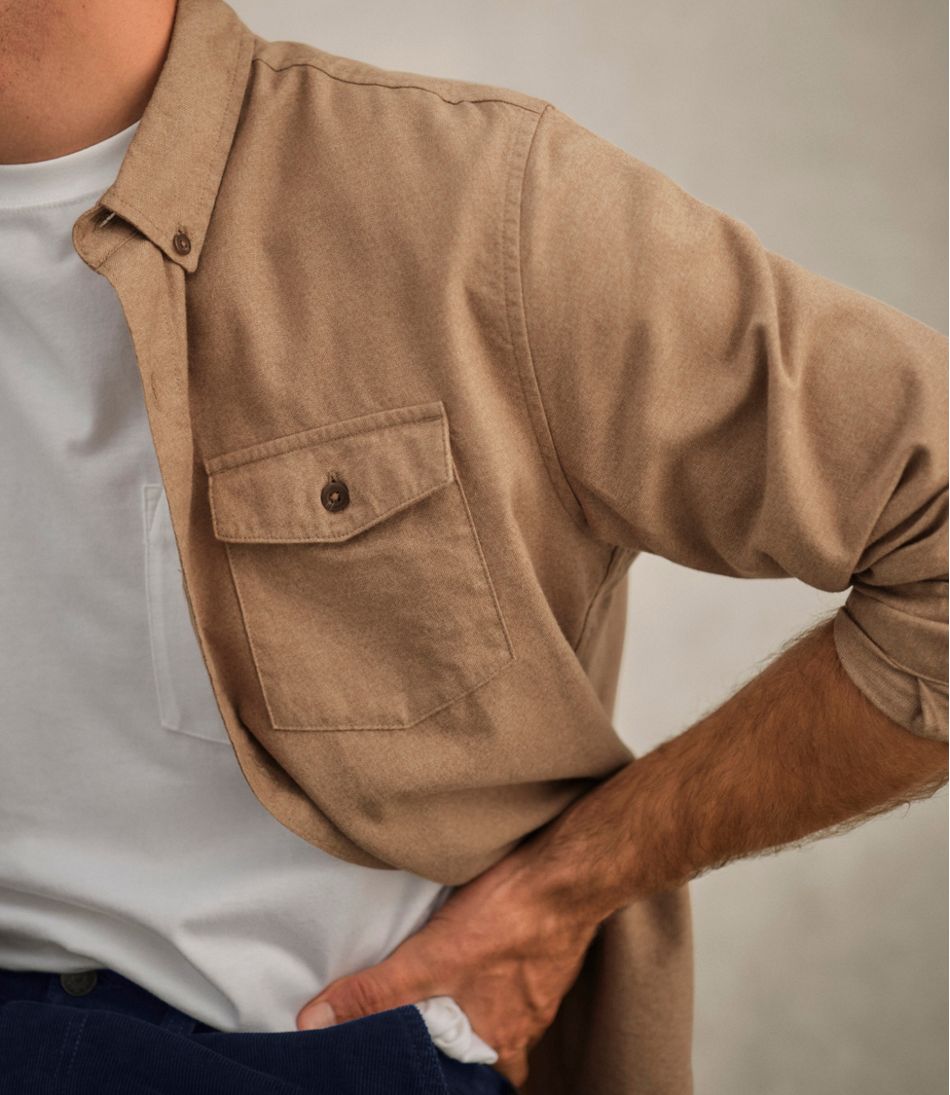L.L.Bean Discount | Men's Brushed Jaspé Twill Shirt, Traditional Untucked Fit