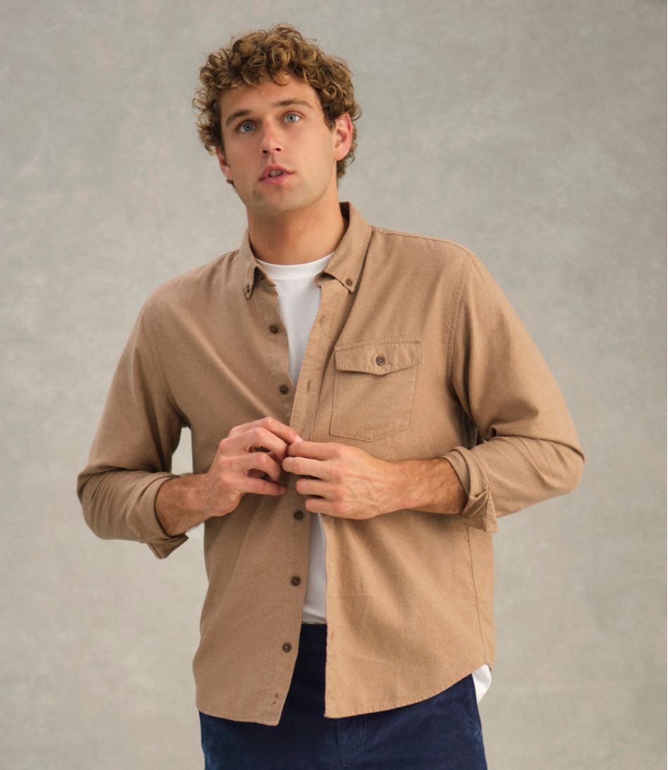 L.L.Bean Discount | Men's Brushed Jaspé Twill Shirt, Traditional Untucked Fit
