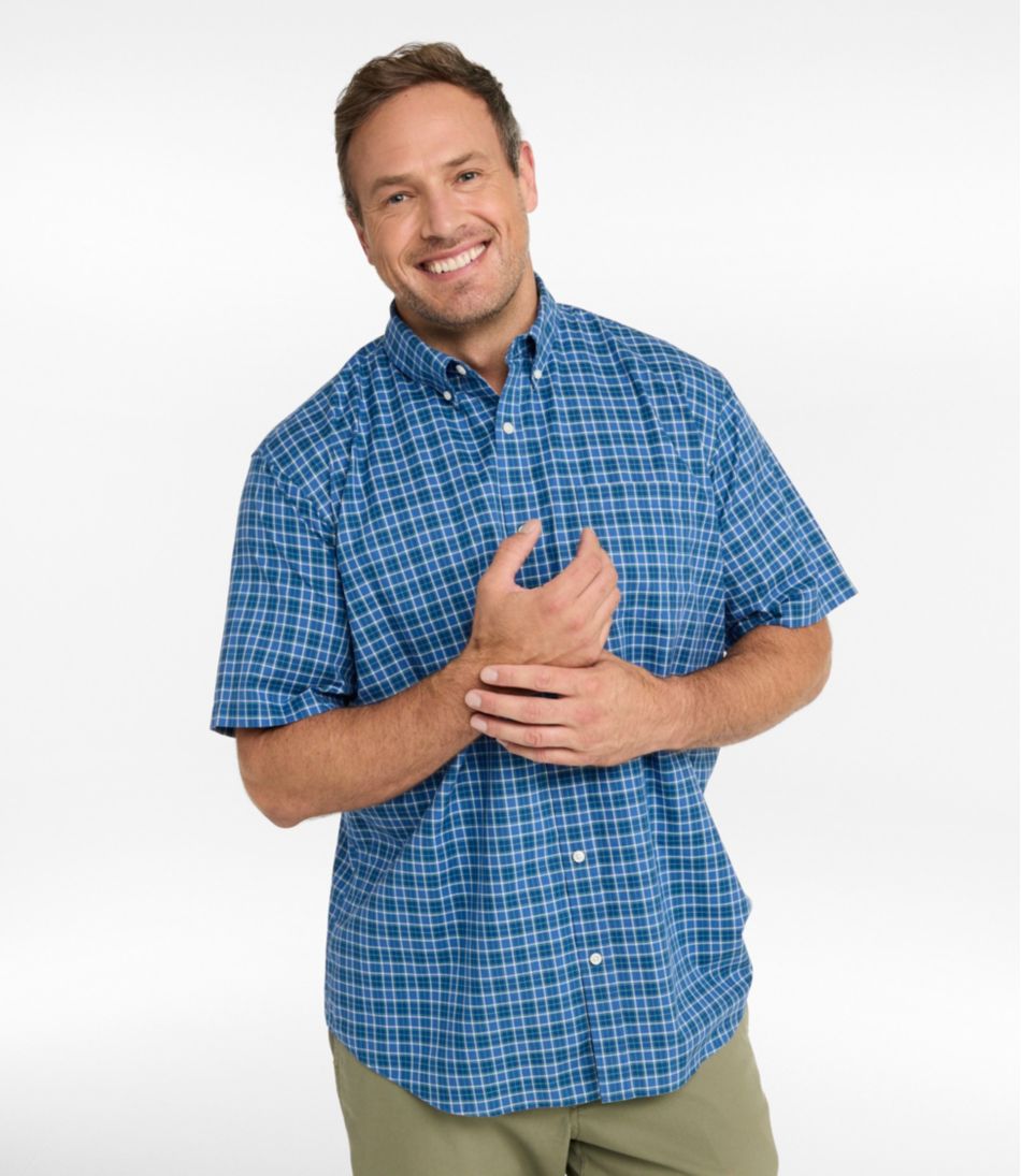 L.L.Bean Sale | Men's Wrinkle-Free Kennebunk Sport Shirt, Traditional Fit Short-Sleeve Check