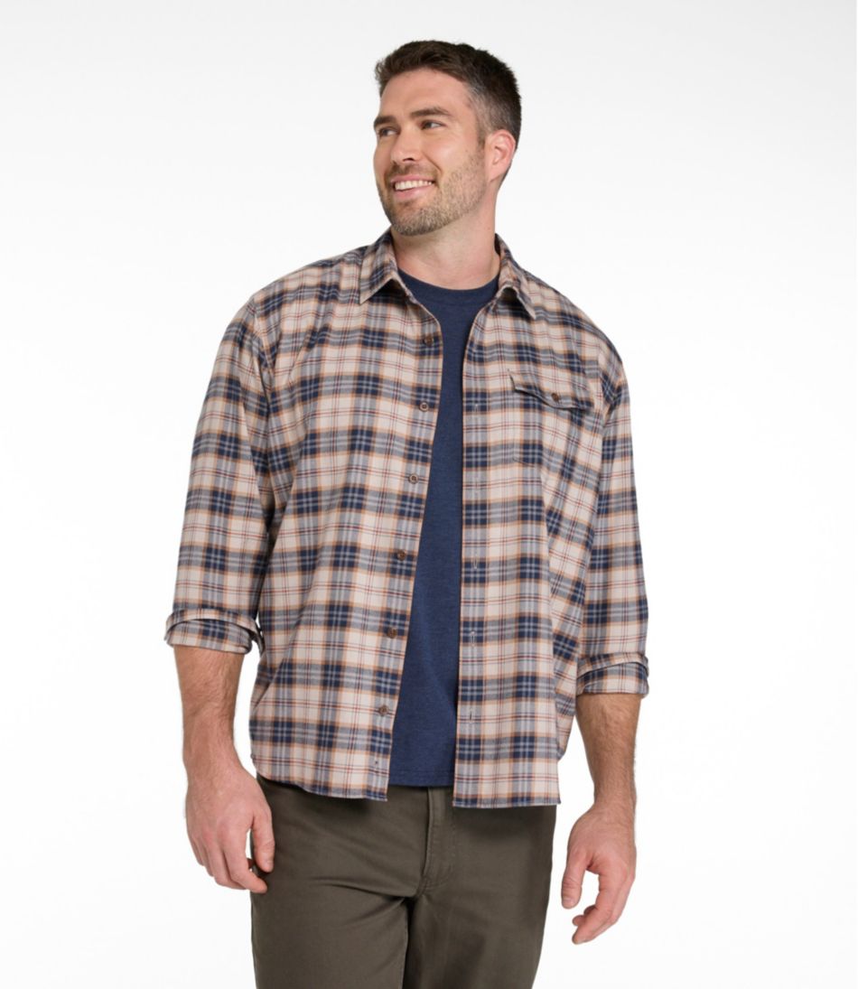 L.L.Bean On Sale | Men's Brushed Jaspé Twill Shirt, Plaid, Traditional Untucked Fit