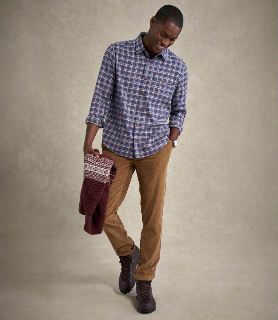 L.L.Bean On Sale | Men's Brushed Jaspé Twill Shirt, Plaid, Traditional Untucked Fit