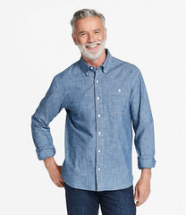 L.L.Bean Sale | Men's Comfort Stretch® Chambray Shirt, Traditional Untucked Fit, Long-Sleeve