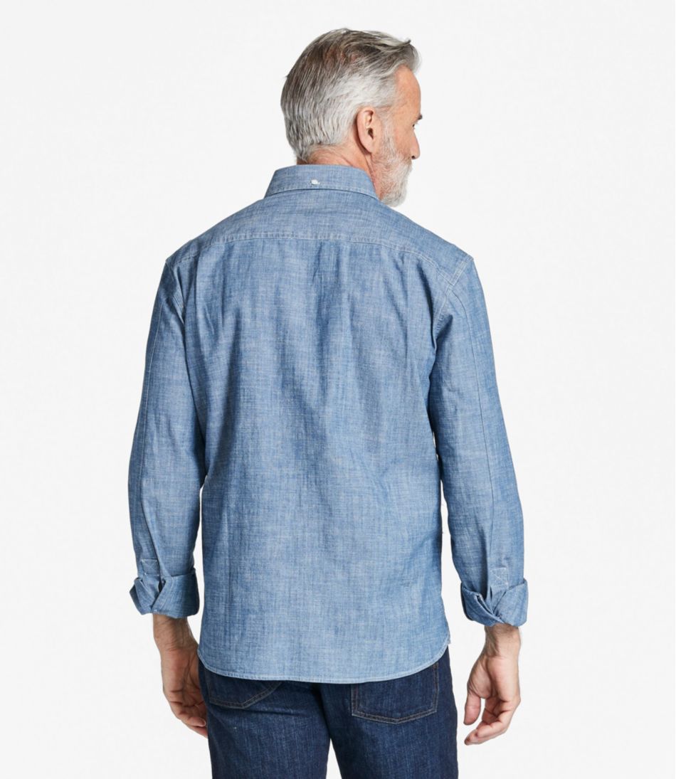 L.L.Bean Sale | Men's Comfort Stretch® Chambray Shirt, Traditional Untucked Fit, Long-Sleeve