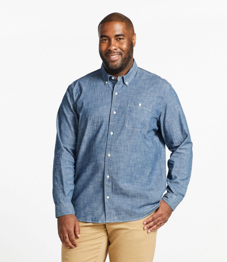 L.L.Bean Sale | Men's Comfort Stretch® Chambray Shirt, Traditional Untucked Fit, Long-Sleeve