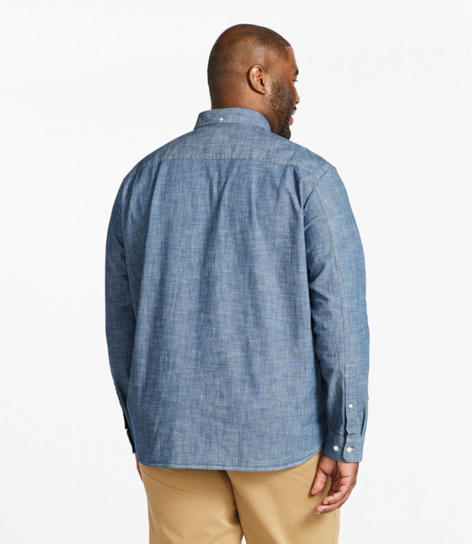 L.L.Bean Sale | Men's Comfort Stretch® Chambray Shirt, Traditional Untucked Fit, Long-Sleeve