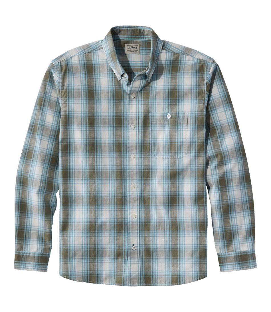L.L.Bean US | Men's Comfort Stretch® Chambray Shirt, Traditional Untucked Fit, Long-Sleeve, Print