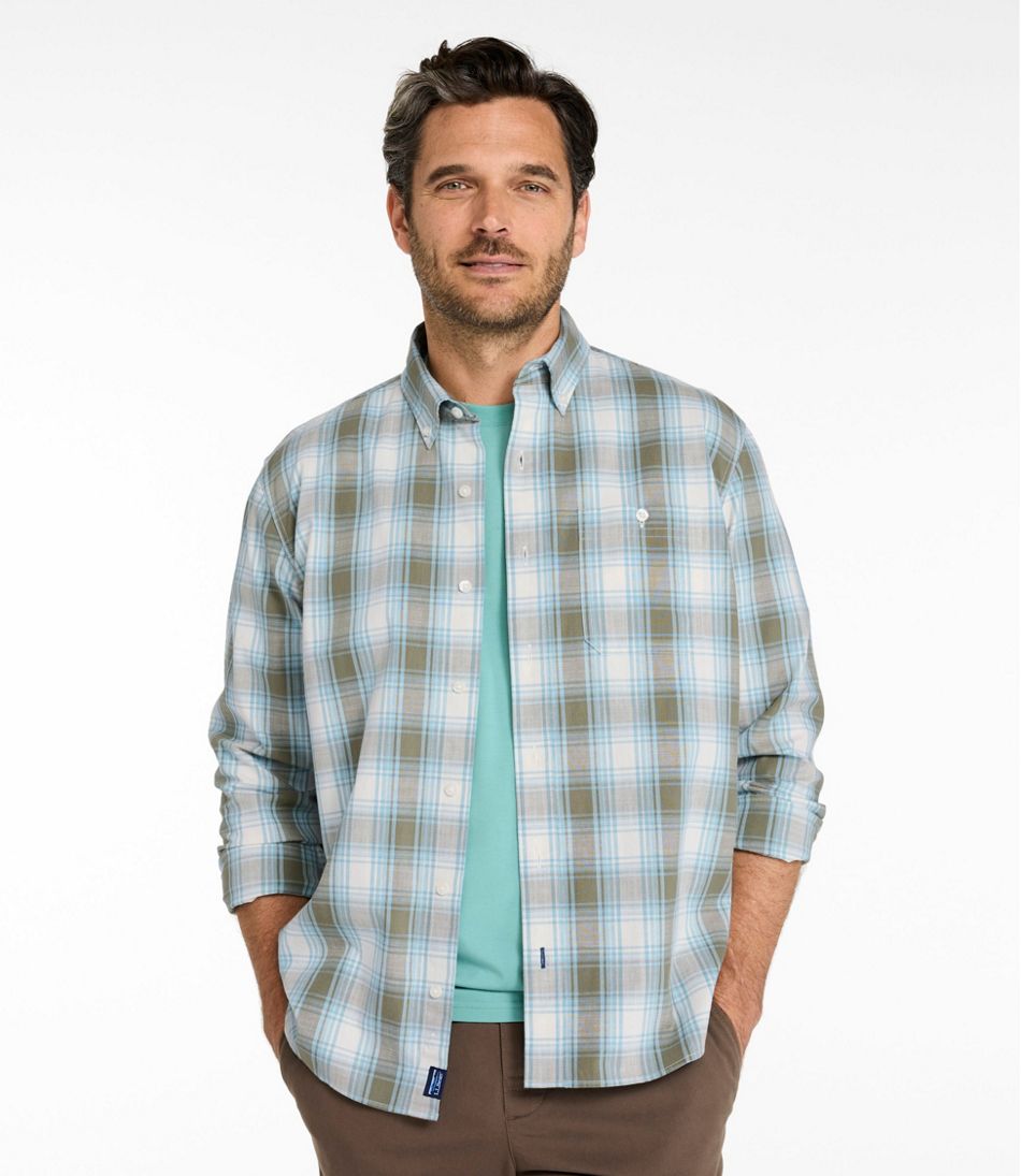 L.L.Bean US | Men's Comfort Stretch® Chambray Shirt, Traditional Untucked Fit, Long-Sleeve, Print