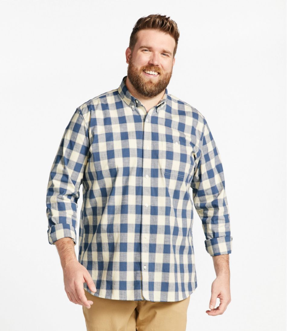 L.L.Bean US | Men's Comfort Stretch® Chambray Shirt, Traditional Untucked Fit, Long-Sleeve, Print