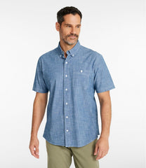 L.L.Bean Online | Men's Comfort Stretch® Chambray Shirt, Traditional Untucked Fit, Short-Sleeve