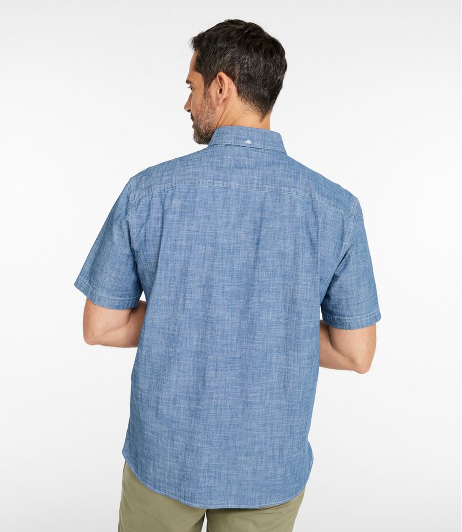 L.L.Bean Online | Men's Comfort Stretch® Chambray Shirt, Traditional Untucked Fit, Short-Sleeve