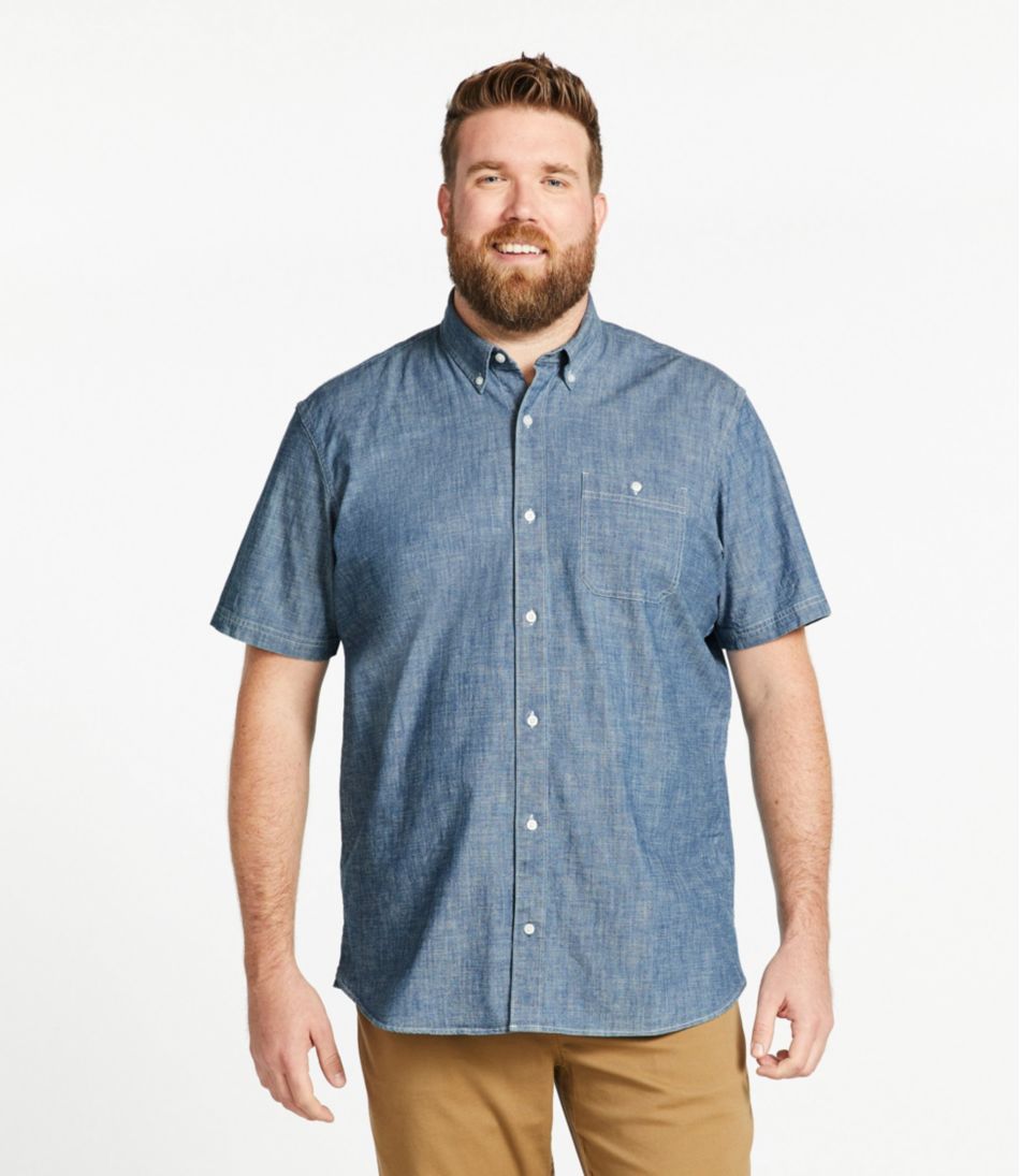 L.L.Bean Online | Men's Comfort Stretch® Chambray Shirt, Traditional Untucked Fit, Short-Sleeve