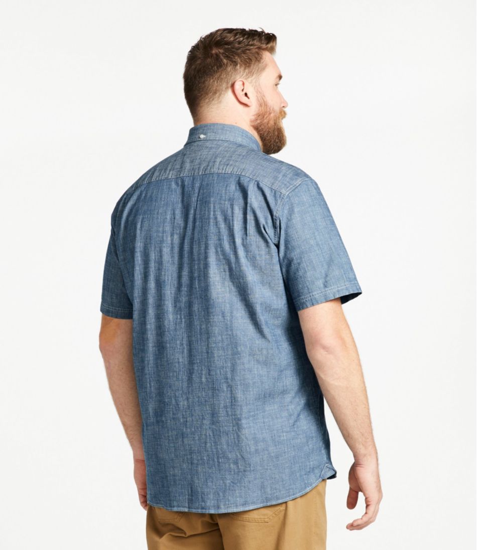 L.L.Bean Online | Men's Comfort Stretch® Chambray Shirt, Traditional Untucked Fit, Short-Sleeve