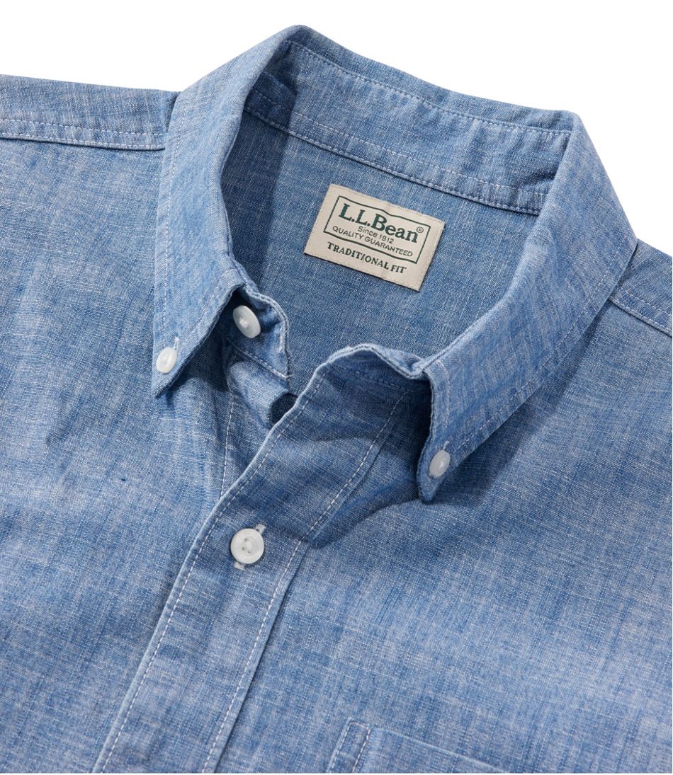 L.L.Bean Online | Men's Comfort Stretch® Chambray Shirt, Traditional Untucked Fit, Short-Sleeve