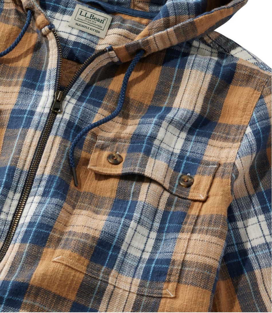 L.L.Bean Sale | Men's 1912 Field Flannel Shirt, Hooded, Slightly Fitted Untucked Fit, Plaid