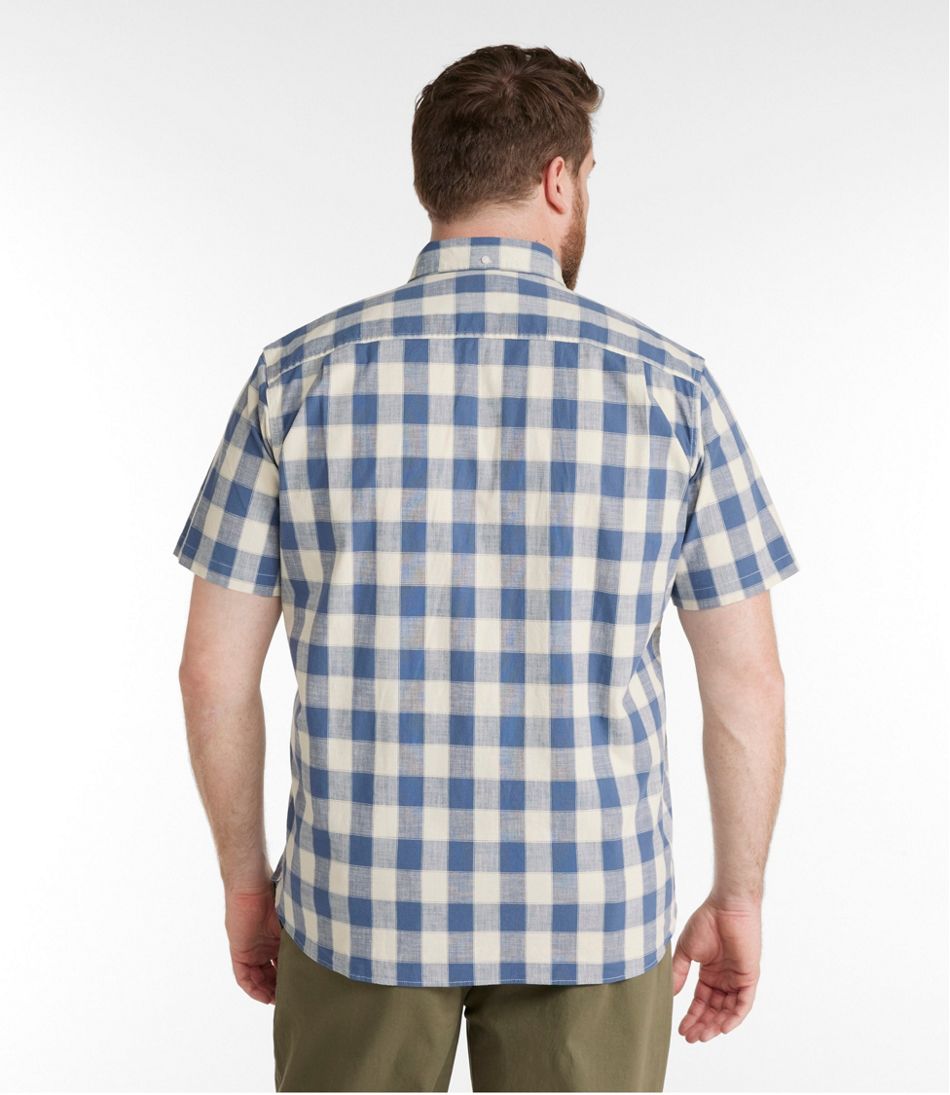 L.L.Bean On Sale | Men's Comfort Stretch® Chambray Shirt, Traditional Untucked Fit, Short-Sleeve, Plaid