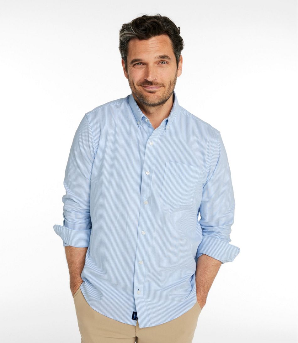 L.L.Bean New | Men's Comfort Stretch Oxford Shirt, Traditional Untucked Fit, Stripe