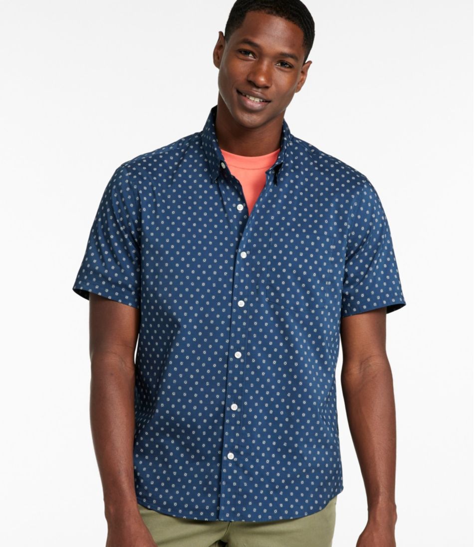 L.L.Bean Sale | Men's Comfort Stretch Performance® Shirt, Short-Sleeve, Slightly Fitted Untucked Fit, Print