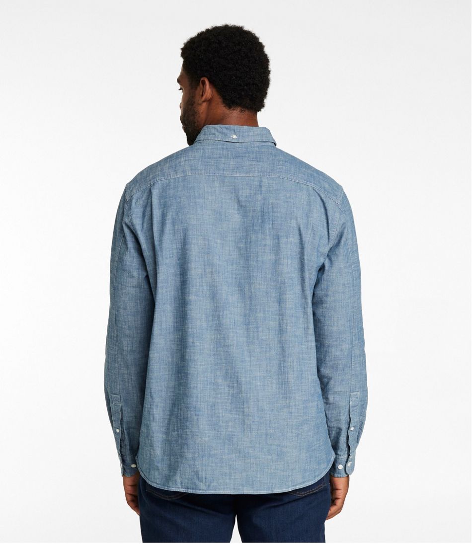 L.L.Bean On Sale | Men's Comfort Stretch® Chambray Shirt, Long-Sleeve, Slightly Fitted Untucked Fit