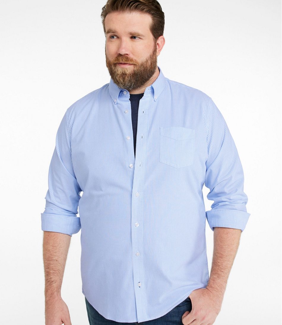 L.L.Bean US | Men's Comfort Stretch Oxford Shirt, Slightly Fitted Untucked Fit, Stripe