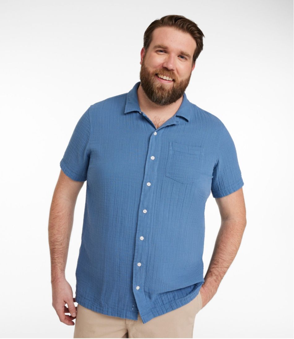 L.L.Bean Sale | Men's Cloud Gauze Shirt, Short-Sleeve, Slightly Fitted Untucked Fit