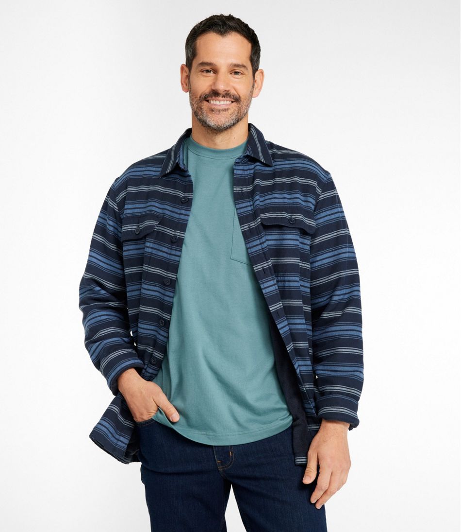 L.L.Bean Online | Men's Fleece-Lined Flannel Shirt, Traditional Fit, Stripe