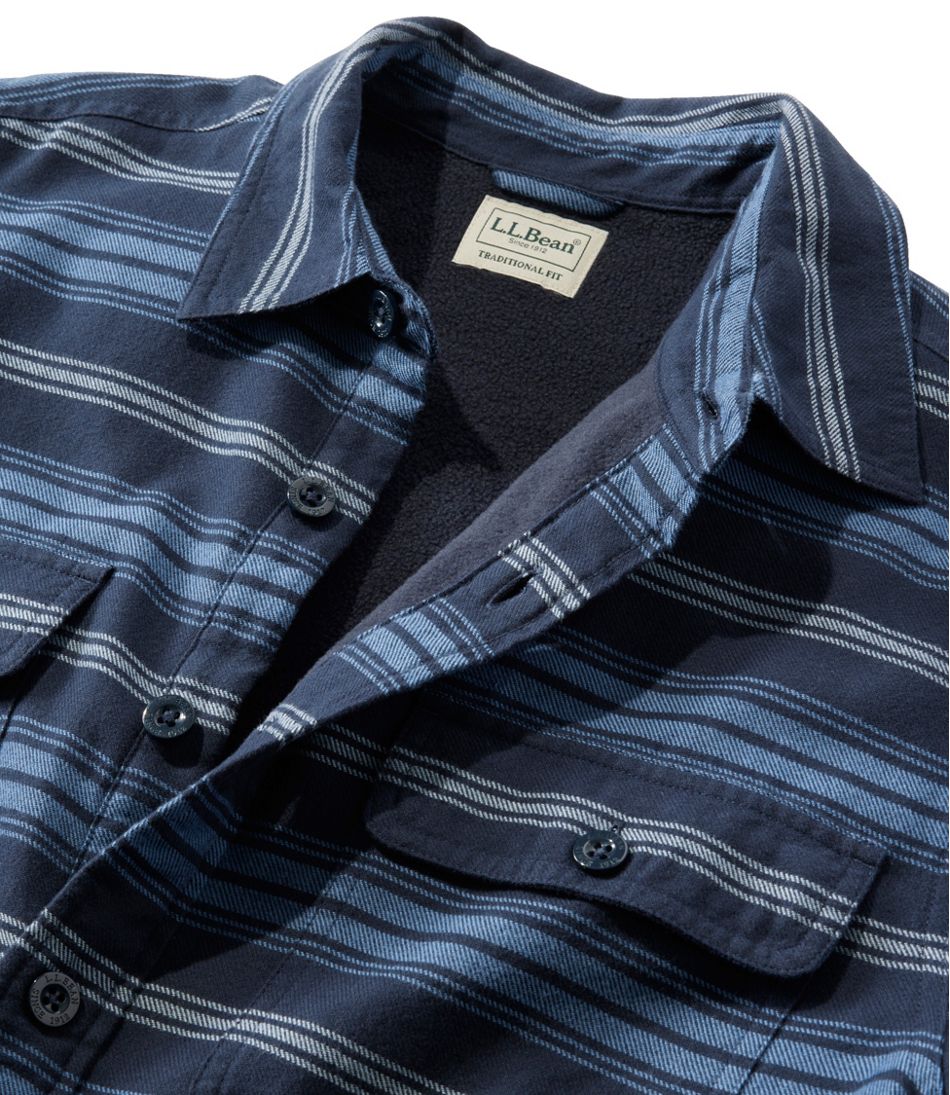 L.L.Bean Online | Men's Fleece-Lined Flannel Shirt, Traditional Fit, Stripe