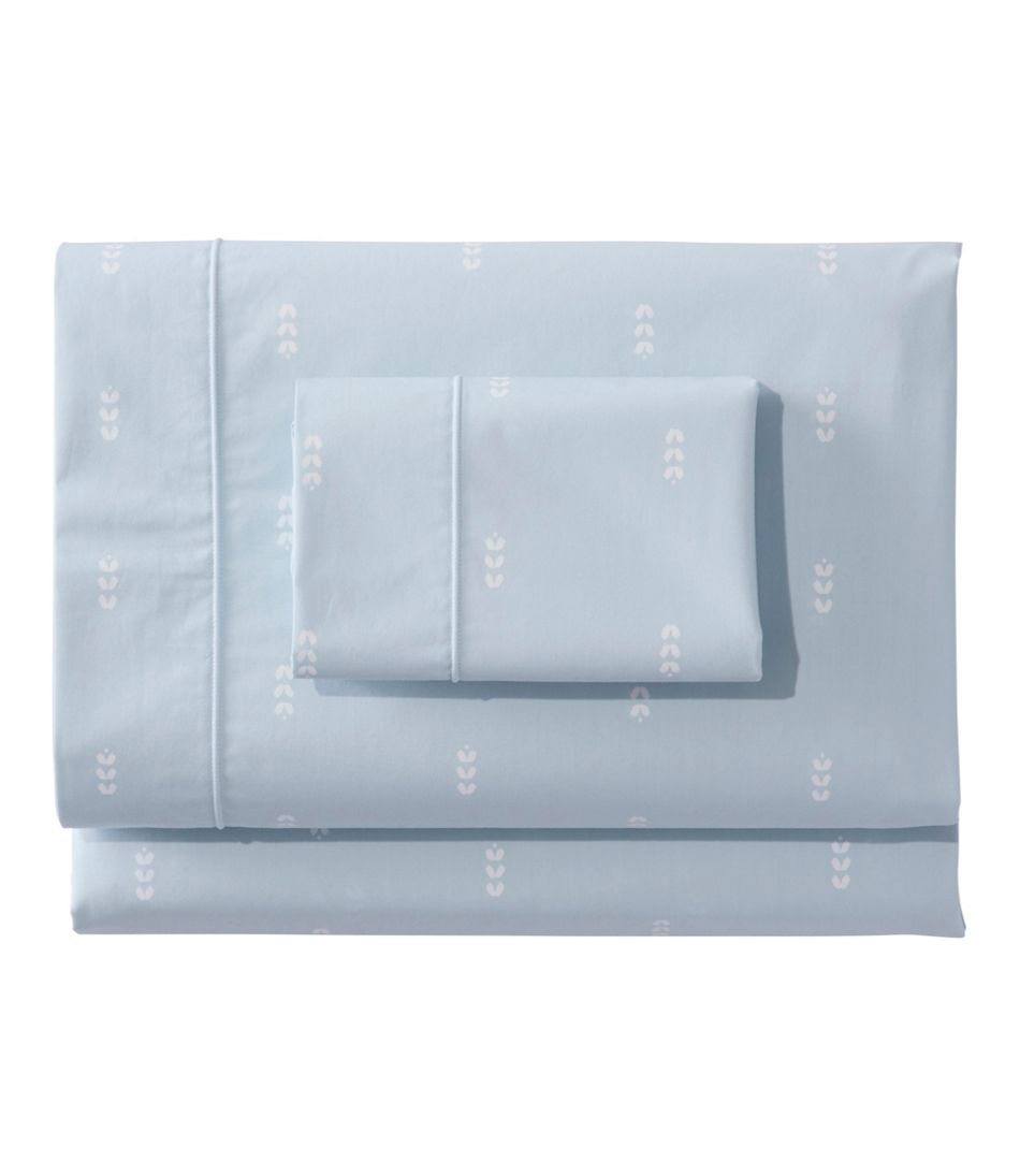 L.L.Bean Discount | Sunwashed Percale Sheet Collection, Stamped Leaf Print