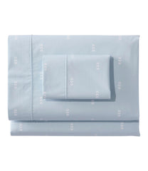 L.L.Bean Discount | Sunwashed Percale Sheet Collection, Stamped Leaf Print