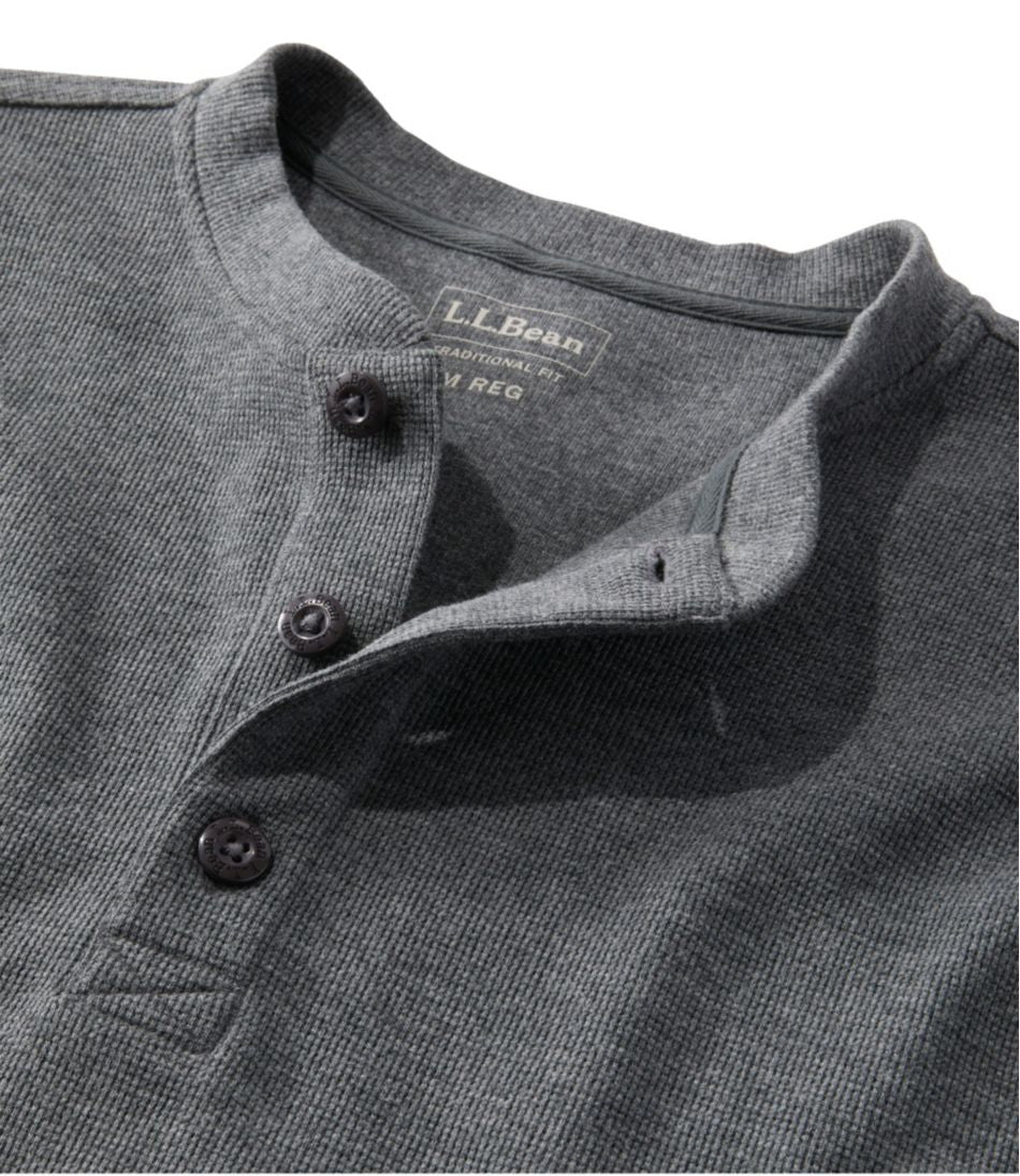 L.L.Bean Online | Men's Unshrinkable Mini-Waffle Henley, Long-Sleeve Traditional Fit