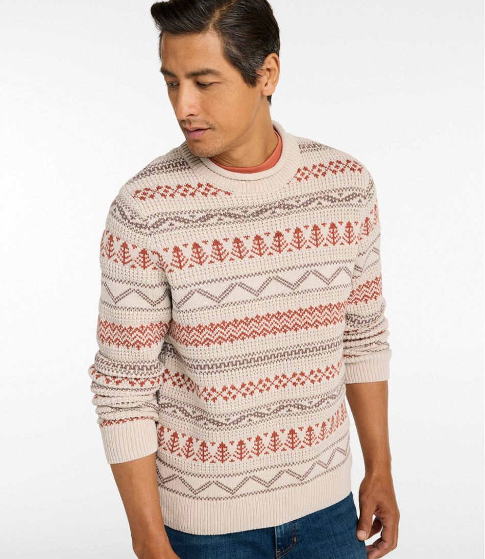 L.L.Bean For Sale | Men's Organic Cotton Waffle Sweater, Crewneck, Fair Isle