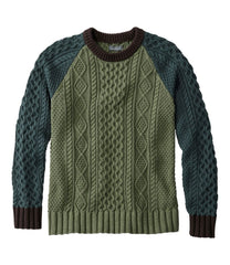 L.L.Bean Outlet | Men's Signature Cotton Fisherman Sweater, Crewneck, Colorblock