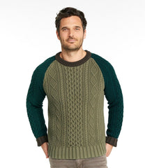 L.L.Bean Outlet | Men's Signature Cotton Fisherman Sweater, Crewneck, Colorblock