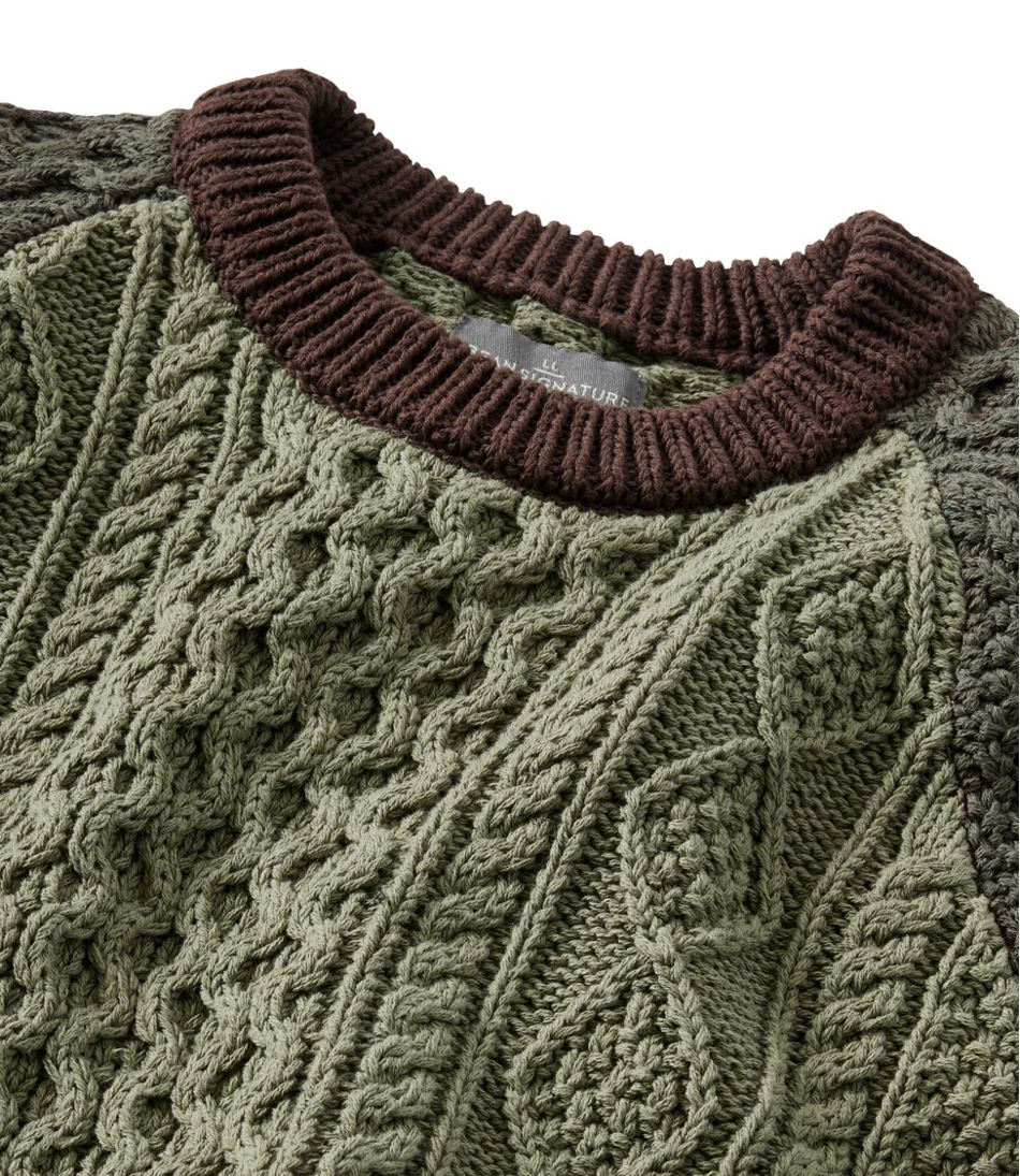 L.L.Bean Outlet | Men's Signature Cotton Fisherman Sweater, Crewneck, Colorblock
