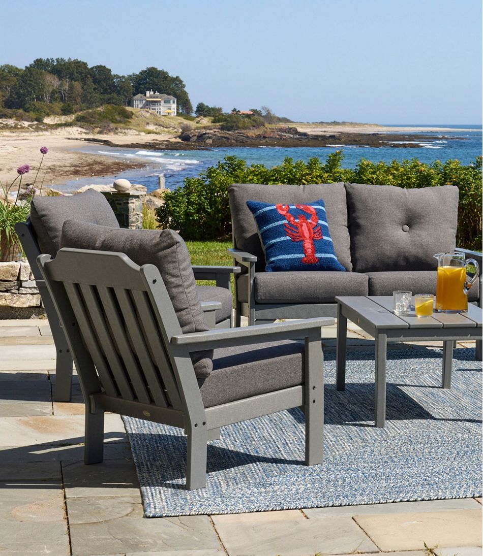 L.L.Bean Online | All-Weather Patio Loveseat with Textured Cushion, Slate Gray