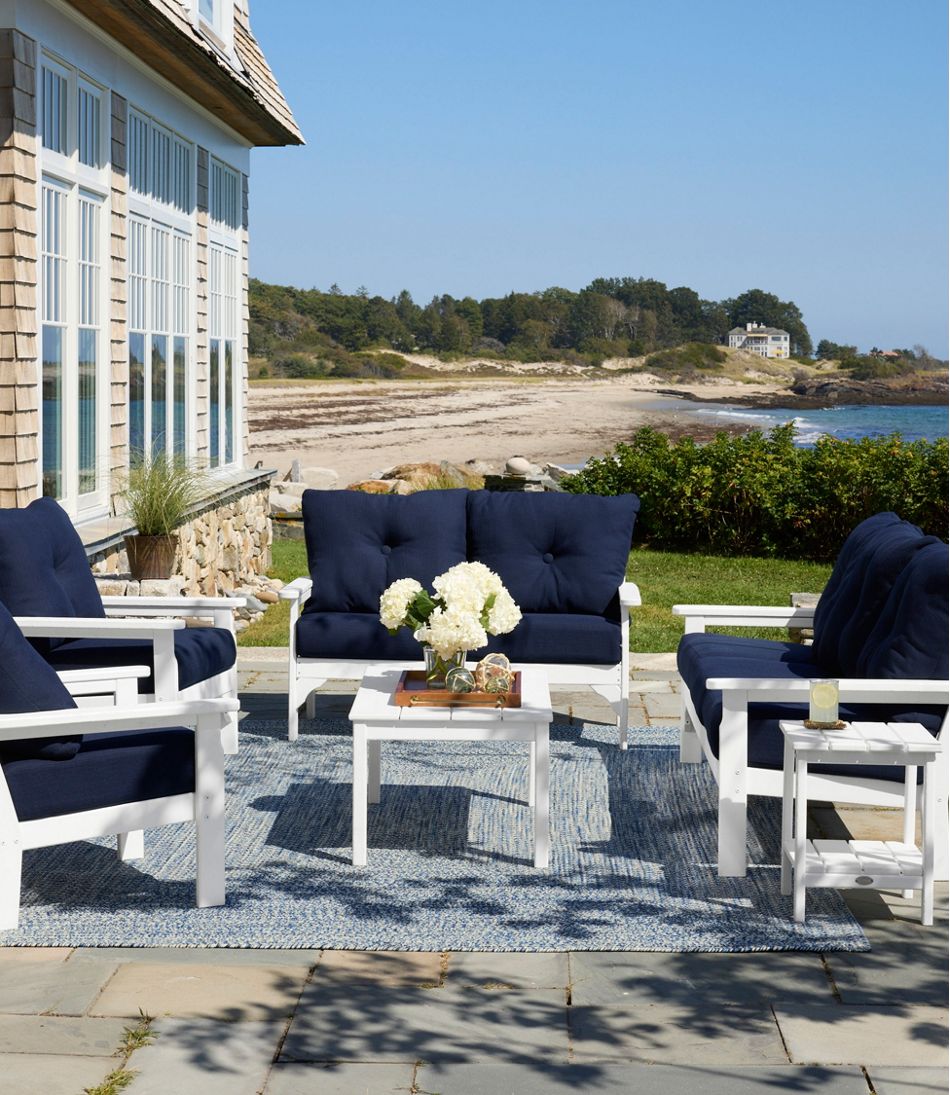 L.L.Bean Sale | All-Weather Patio Loveseat with Textured Cushion, White