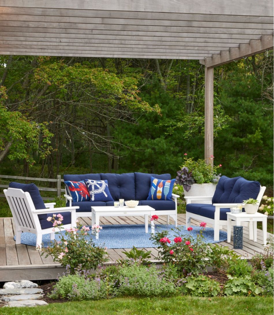 L.L.Bean Sale | All-Weather Patio Loveseat with Textured Cushion, White