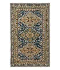 L.L.Bean For Sale | Bordered Medallion Wool Tufted Rug, Blue Multi