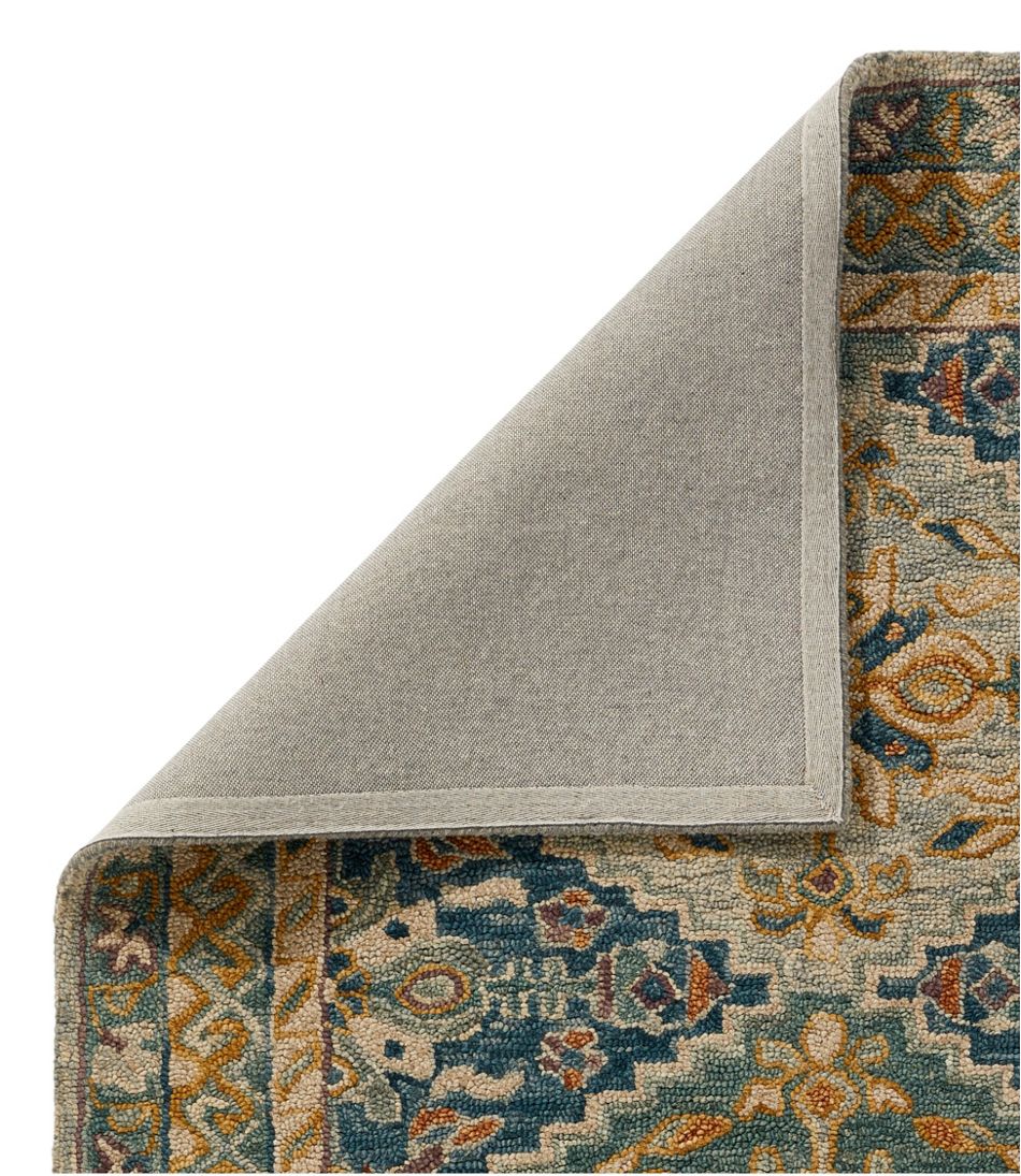L.L.Bean For Sale | Bordered Medallion Wool Tufted Rug, Blue Multi