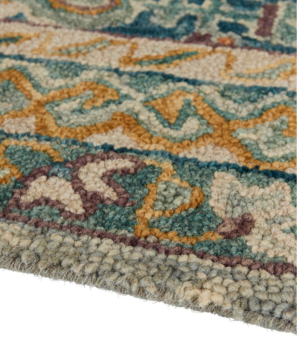 L.L.Bean For Sale | Bordered Medallion Wool Tufted Rug, Blue Multi