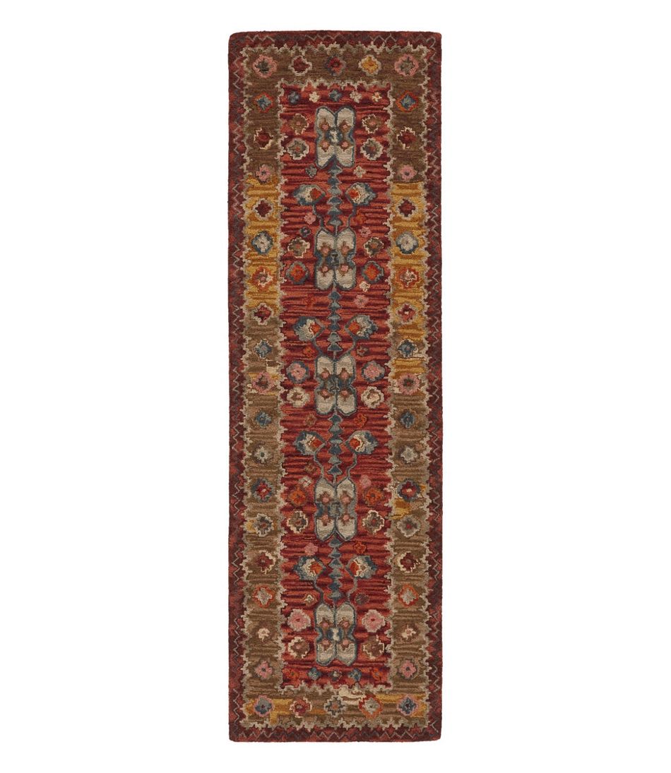 L.L.Bean New | Double Border Wool Hooked Runner, Sienna Multi