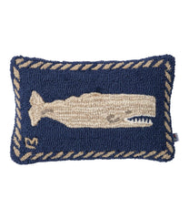 L.L.Bean US | Wool Hooked Throw Pillow, Whale, 12" x 18"